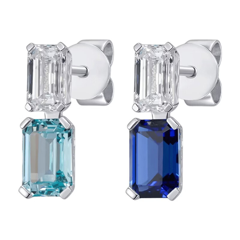ALAIN MICHAL Illume S925 vergoldetes Silber 2 Karat synthetischer Paraiba und synthetischer Diamant Ohrringe Geschenk