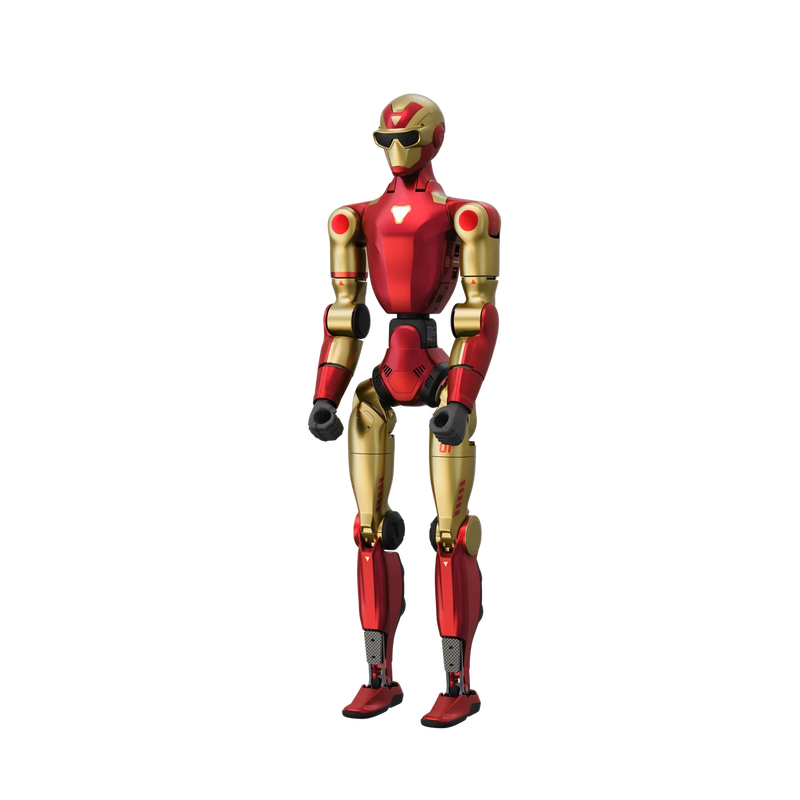Auf Lager, Lieferung am nächsten Tag | 245 Gutschein bei Bestellung | Unitree R1 Air Humanoider Roboter, Verkörperte Intelligenz, Monokamera, 20 Freiheitsgrade, Intelligente Interaktion mit KI-Sprachmodell, Rot-Gold