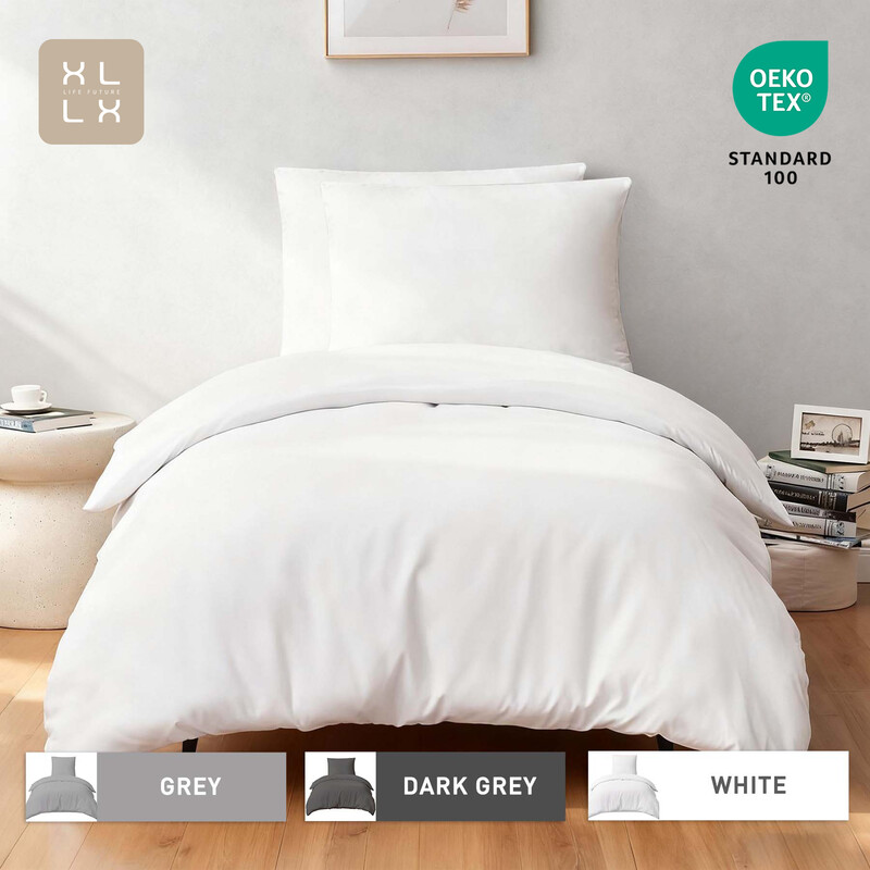 XLLX Weiß Bettbezug-Set, 155x220 cm/80x80 cm x 2 Weiches Doppelbett-Bettwäsche-Set, Mit Reißverschluss, 3-teilig, Enthält 1 Bettbezug & 2 Kissenbezüge, Ohne Bettdecke