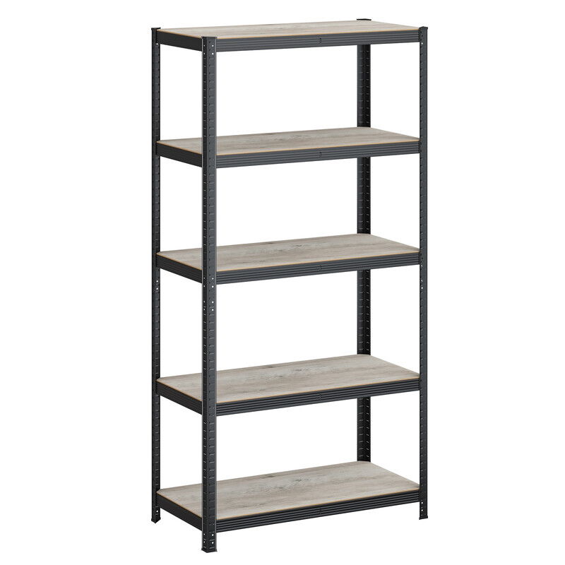 JOYFURNOS 5-laags stellingkast, stalen stellingkast voor opslag, montage zonder gereedschap, voor garage, schuur, draagvermogen 600 kg, 50 x 100 x 200 cm, greige en zwart