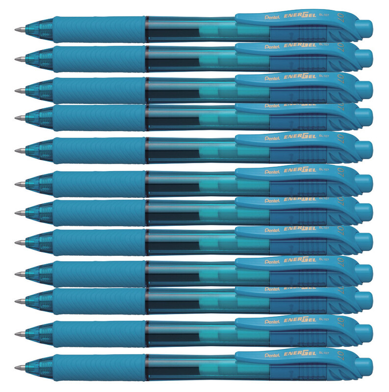 EnerGel X 0.7 Retractable Gel Pen Sky Blue Pack of 12