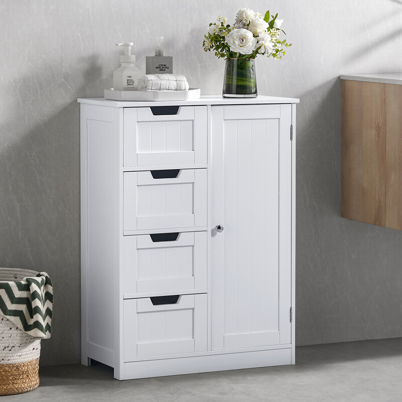 Bath Vida Bathroom Storage Unit Priano 4 Drawers 1 Door White