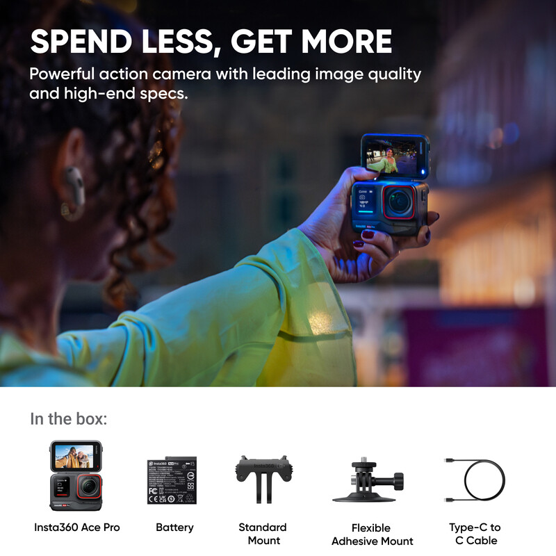 Insta360 Ace Pro 2 Pack Dual Battery – Waterproof 8K Action Camera with Leica, 1/1.3 Inch Sensor, Dual AI Chip, Low Light Quality, Advanced Audio, Fol