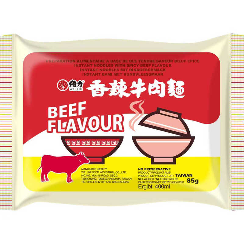 WEI LIH Instant-Nudeln mit scharf &amp; würzigem Rindfleischgeschmack, 85 g