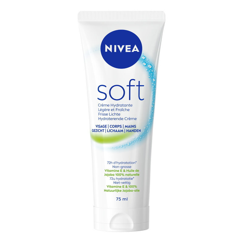 NIVEA Soft Bodycrème - Crème voor Lichaam en Gezicht - Hydraterende Gezichtscrème - 75 ml