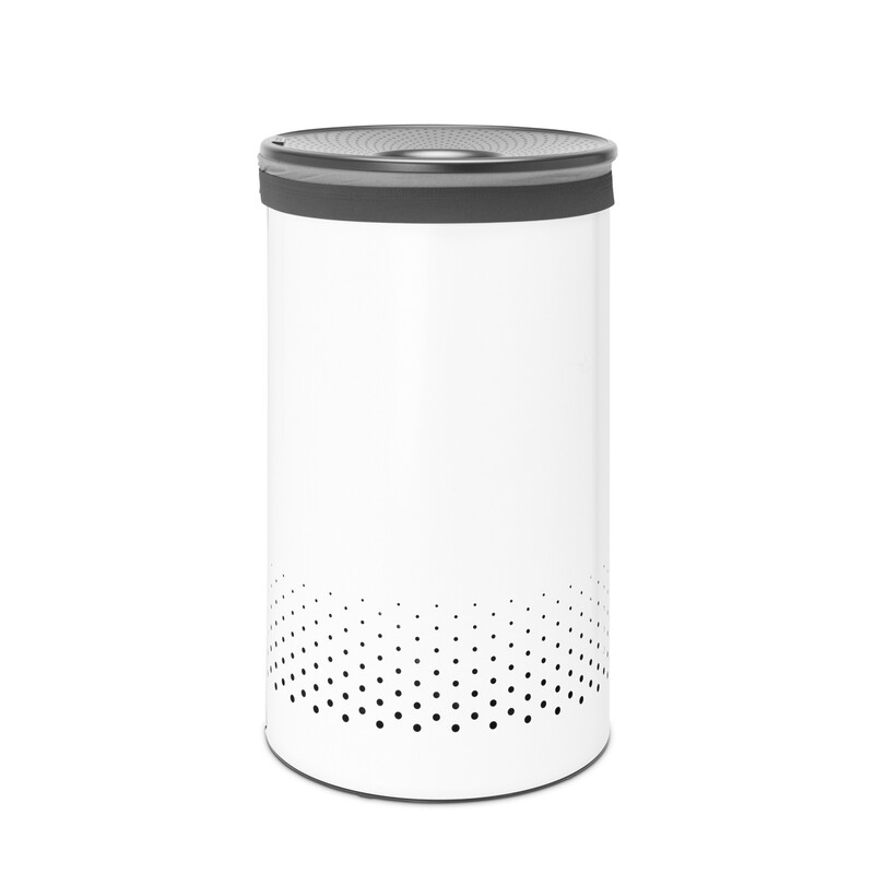 Laundry Bin, 60L, Plastic Lid - Prime White
