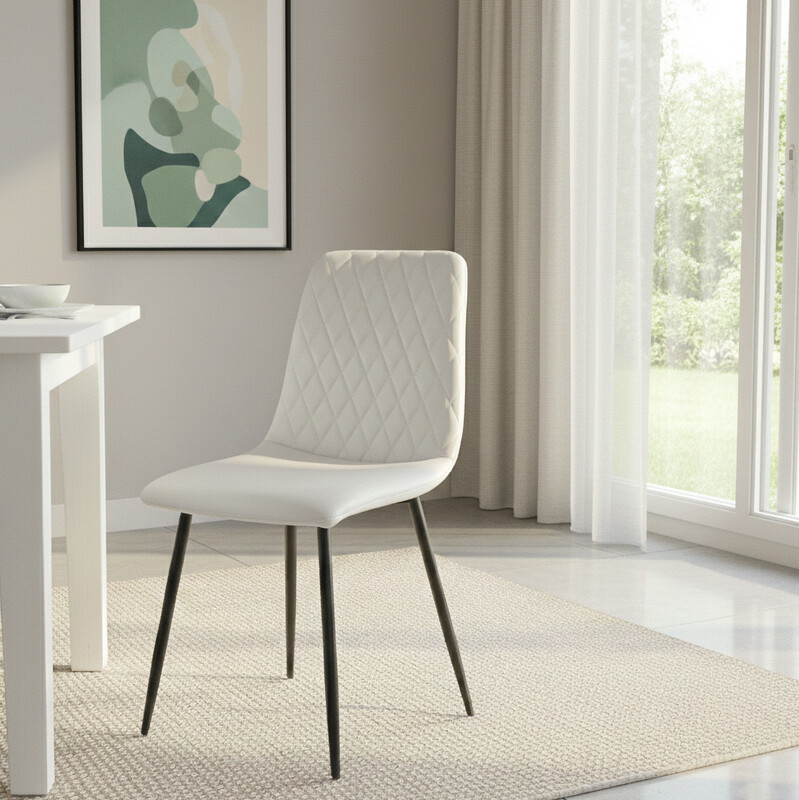 Dining Chairs Argenta Quilted Faux Leather Light Grey 2pcs