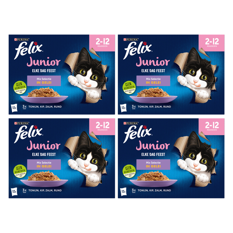 Felix Nourriture pour chats juniors qualité premium saveurs mixtes 12* 4 = 48 × 85 g (2-12 mois)