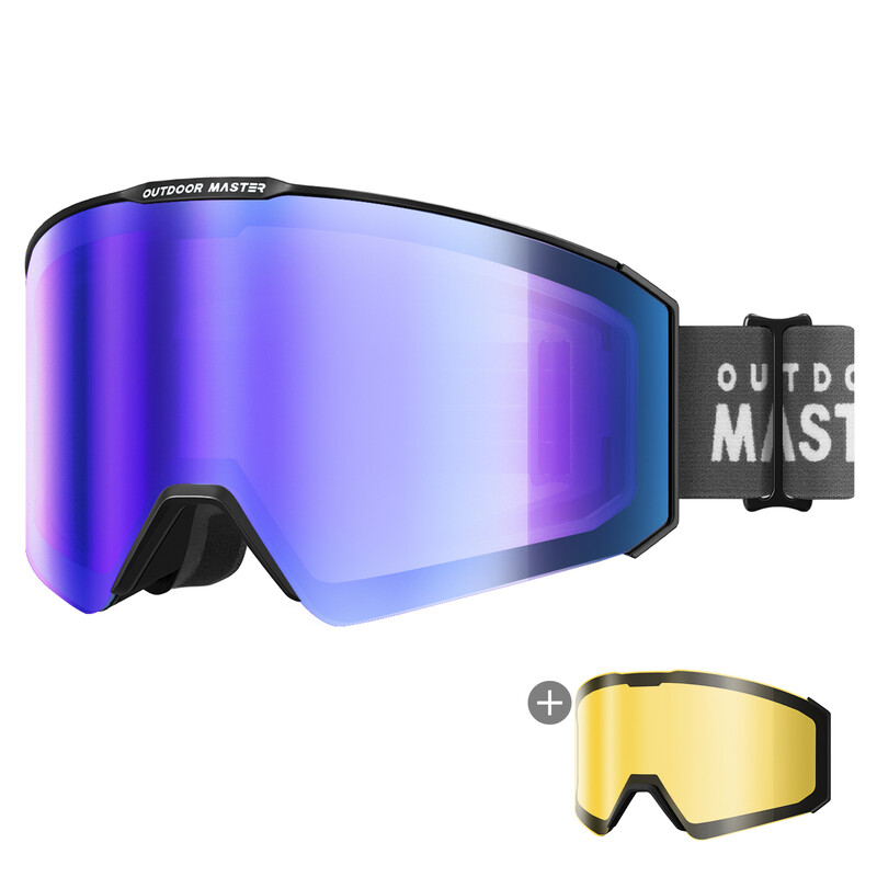 Falcon Zeiss Ski Goggles Set Black Frame Uniform ML Blue + Hydro VLT 27% for Adults