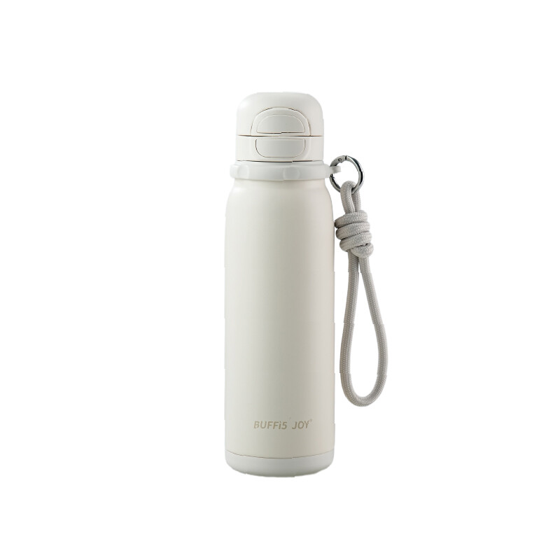 BUFFi5 JOY Thermobecher mit doppeltem elastischem Deckel, weiß, 600 ml