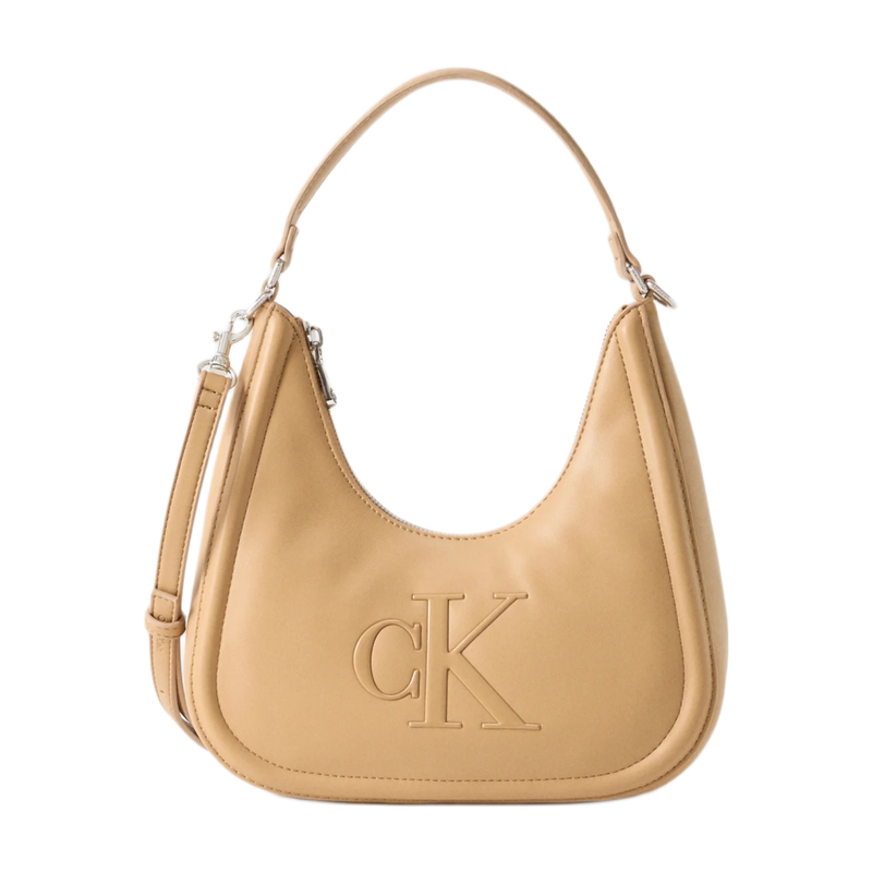 Calvin Klein Embossed Monogram Crescent Bag - Tannin