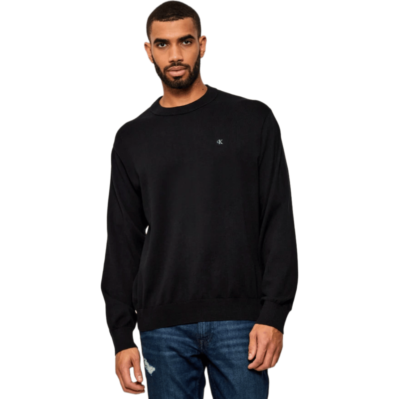 Calvin Klein Jeans Men Relaxed Cotton Monogram Jumper - Black