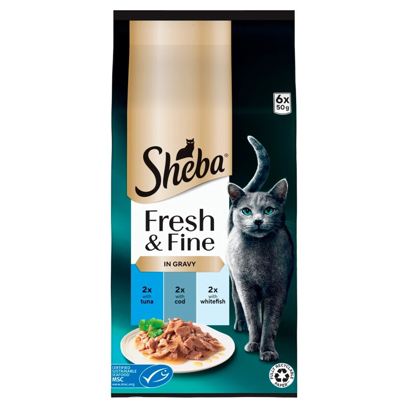 Sheba Fresh & Fine in Gravy Tuna & Cod & Whitefish 6 x 50g