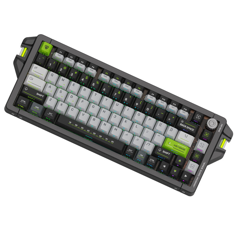 KEYSME AHD-HCKR-C 75%-toetsenbord voor computerspellen, Amerikaanse QWERTY-indeling, magnetische Jade Pro-schakelaars, 8 kHz opvragingsfrequentie, instelbaar activeringspunt van 0,1–4,0 mm, CNC-aluminium behuizing, PBT-toetskappen met kleurstofsublimatie