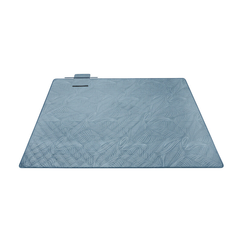 JOYFURNOS Picnic Blanket, 300 x 200 cm, with 4 Ground Pegs, Large Picnic Mat for Beach Park, Waterproof Layer, Machine Washable, Foldable, Leaf Pattern and Light Blue