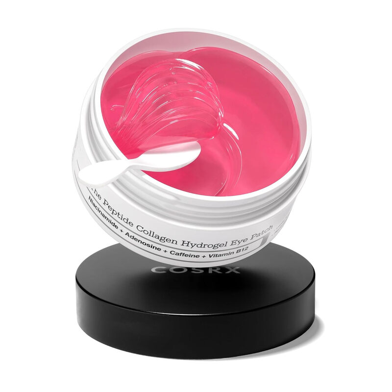 Cosrx Pink Peptide Collagen Hydrogel Oogpads, 60 Anti-Rimpel Pads voor Gezwollen Ogen, Donkere Kringen, Zwellingen, Rimpels en Fijne Lijntjes, Verstevigende en Ontzwellende Oogmaskers