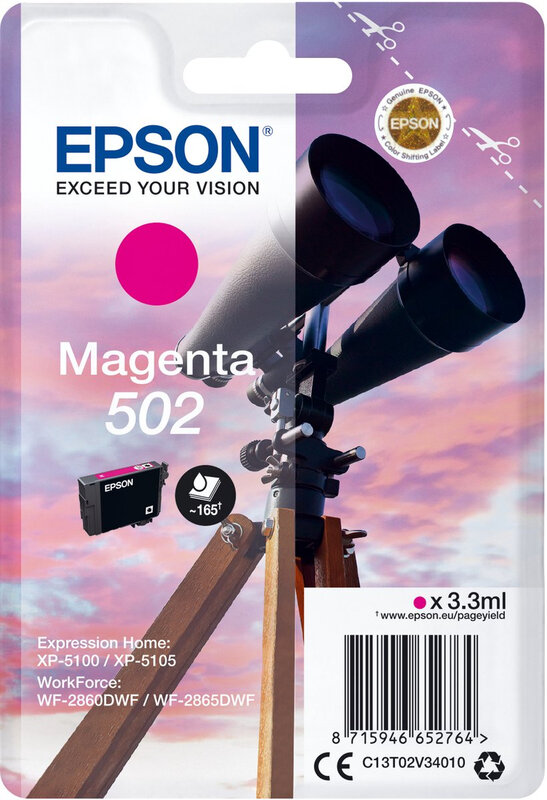 Epson 502 magenta inkt, enkele verpakking
