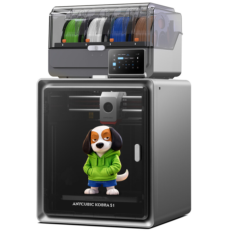 ANYCUBICxJOYBUY Kobra S1 ACE 2 Pro Combo Meerkleurige 3D-printer, 16-kleuren printen, 600 mm/s ultrasnelle snelheid, volledig afgesloten CoreXY, stille 44 dB printen