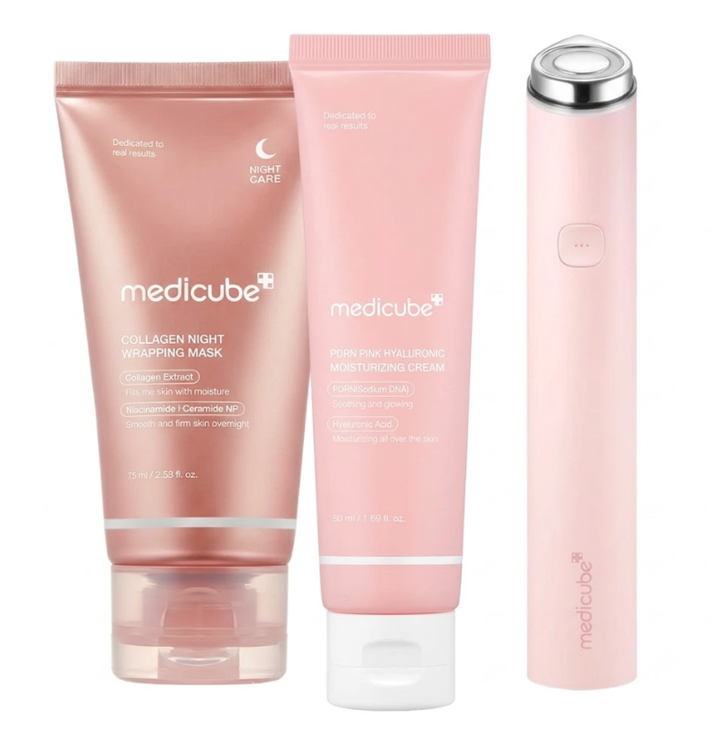 [Bestes Angebot 35% off] medicube Pink Collagen & PDRN Hauterneuerungspaket | Age-R Booster Mini Device Set