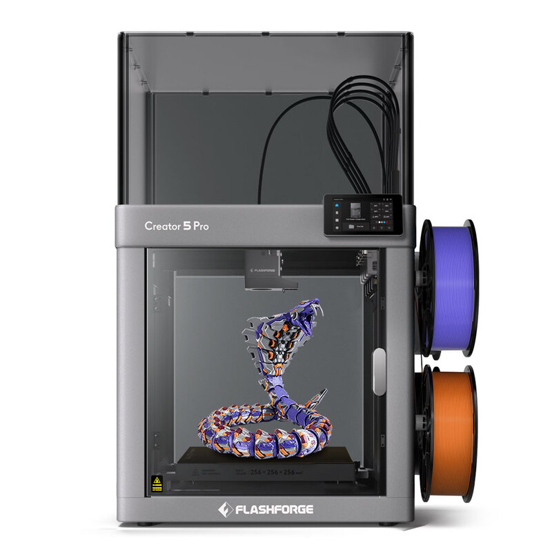 FLASHFORGE Creator 5 Pro 3D-printer met 4 printkoppen, afgedekt, meerkleurig, CoreXY, 600 mm/s hogesnelheid, 320 °C extrudertemperatuur, bouwvolume 256 x 256 x 256 mm
