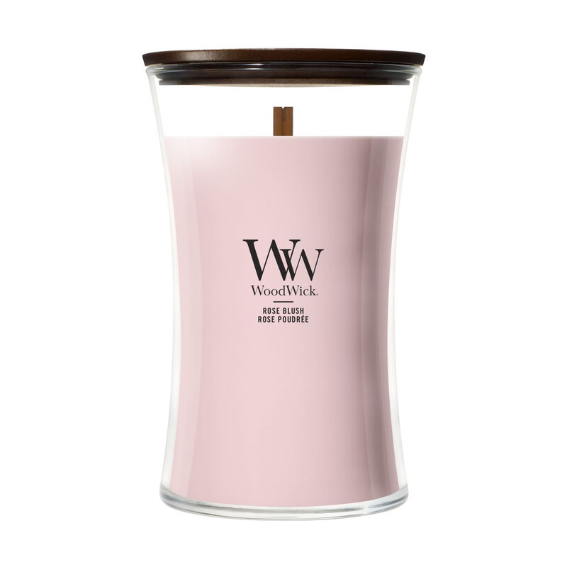 Yankee Candle WoodWick Kerze: Rose Blush Large Hourglass für langanhaltendes Ambiente und ein knisterndes Flammenspiel