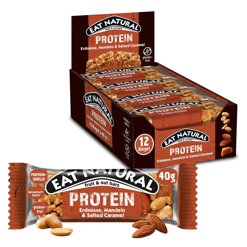 Eat Natural Protein Riegel mit Erdnüssen, Mandeln & Salted Caramel Großpackung 12 x 40g