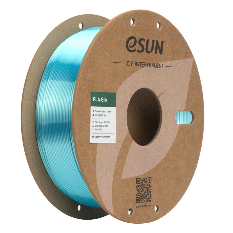 eSUN PLA-Silk AQUA Filament 1,75 mm, Seidige Textur, Glatte Drucke, 3D-Filament für die meisten 3D-Drucker, DIY-Kunstwerke, 1 kg (2,2 lbs) Spule