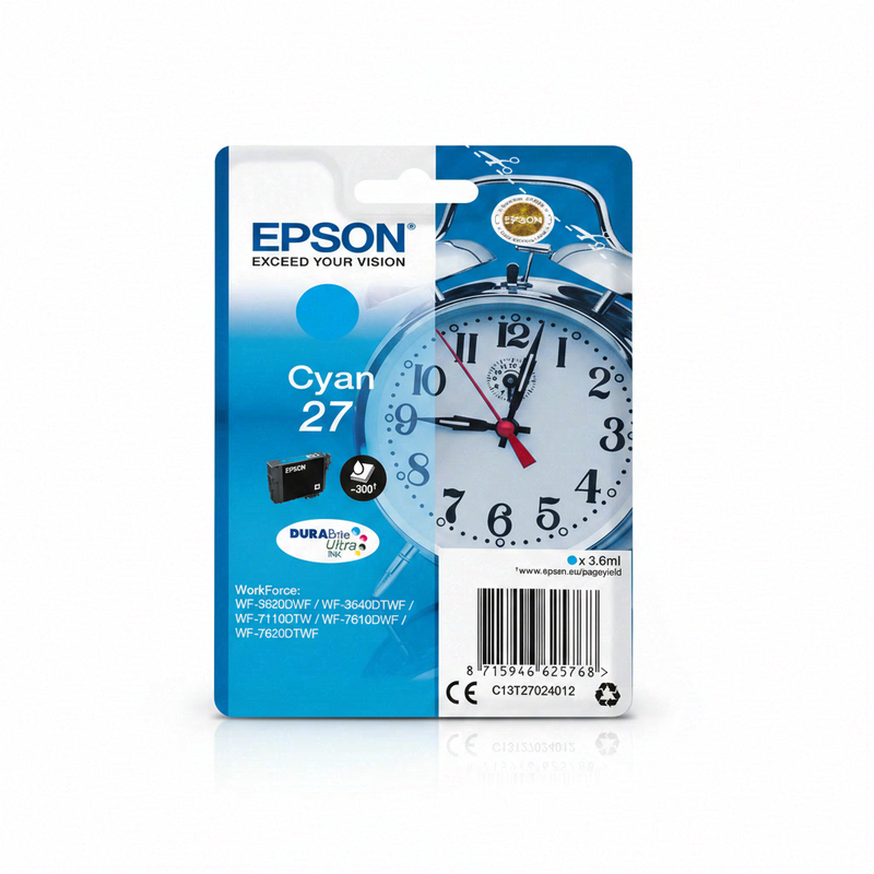 Epson inktcartridge, cyaan, 27 DURABrite Ultra