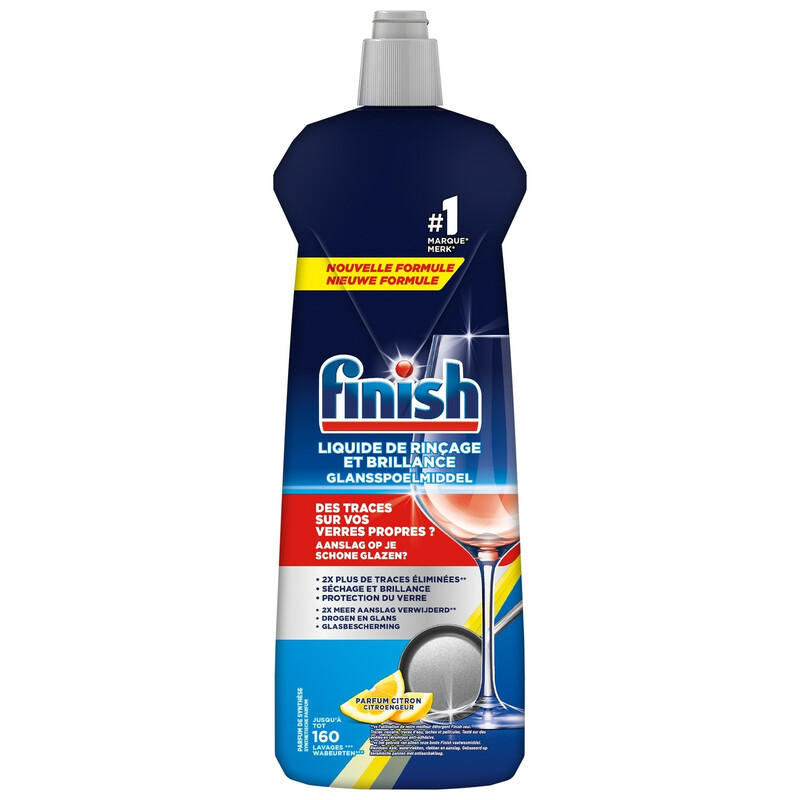 FINISH Powerball Liquide de rinçage et brillance protection anti traces d'eau Citron 800 ml