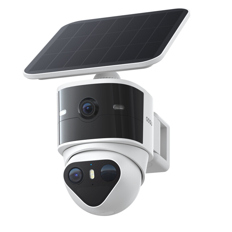 AOSU 3K Outdoor Solar-Überwachungskamera: 5 MP PTZ Dual-Kamera mit 360° & 170° Weitwinkel, KI-Erkennung, Farbnachtsicht & Automatischem …