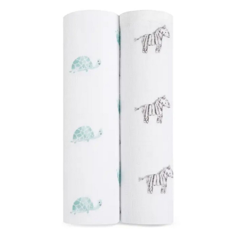 ™ Boutique Cotton Muslin Swaddles 2 Pack Animal Kingdom
