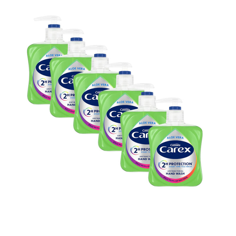 Carex Aloe Vera Antibacterial Hand Wash 250ml- 6 Pack bundle