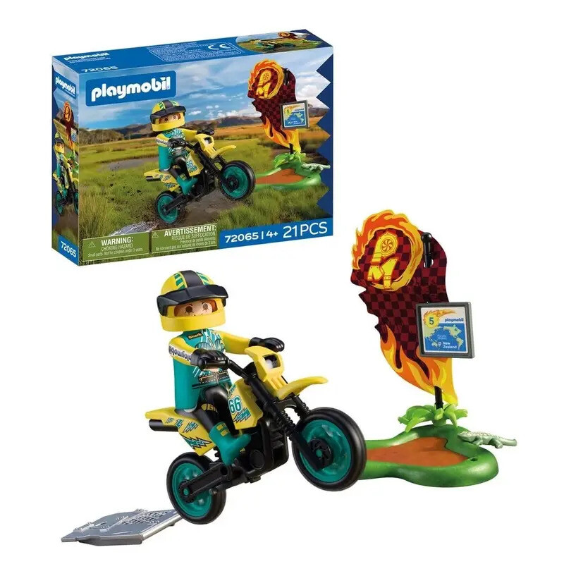 PLAYMOBIL | Autos | Offroad-Motorrad | Motocross-Motorrad mit Sprungrampe | Motorrad-Spielzeug für Kinder ab 4 Jahren