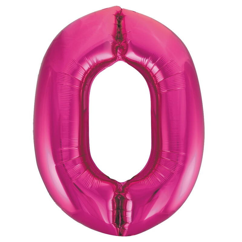 Unique Giant Number 0 Balloon, Pink, 86cm