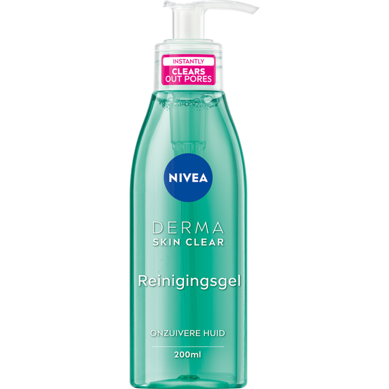 NIVEA DERMA Skin Clear Reinigingsgel - Voor de onzuivere huid - Met Salicylzuur (AHA) en Niacinamide - Gezichtsreiniger Anti Acne, Puistjes en Mee-eters - 150 ml