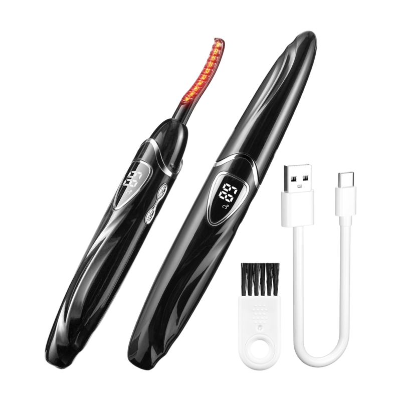 Sunluxy S600 Schwarzer elektrischer Wimpernformer, natürliches Locken-Styling mit lang anhaltendem Halt, LED-Temperatur- und Batterieanzeige, intelligente Sicherheits-Automatikabschaltung, wiederaufladbarer, tragbarer Wimpernformer