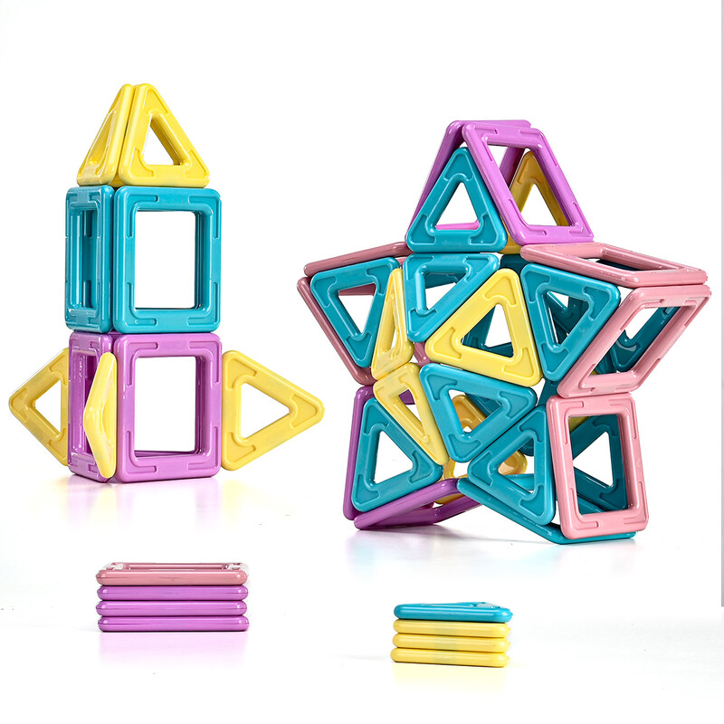 Tokky Magnetic Toys 50 Piece Set Macaron Pastel Colours Creative Educational Building Strong Magnets ABS Safe 3 Years+Gift Box CQ03