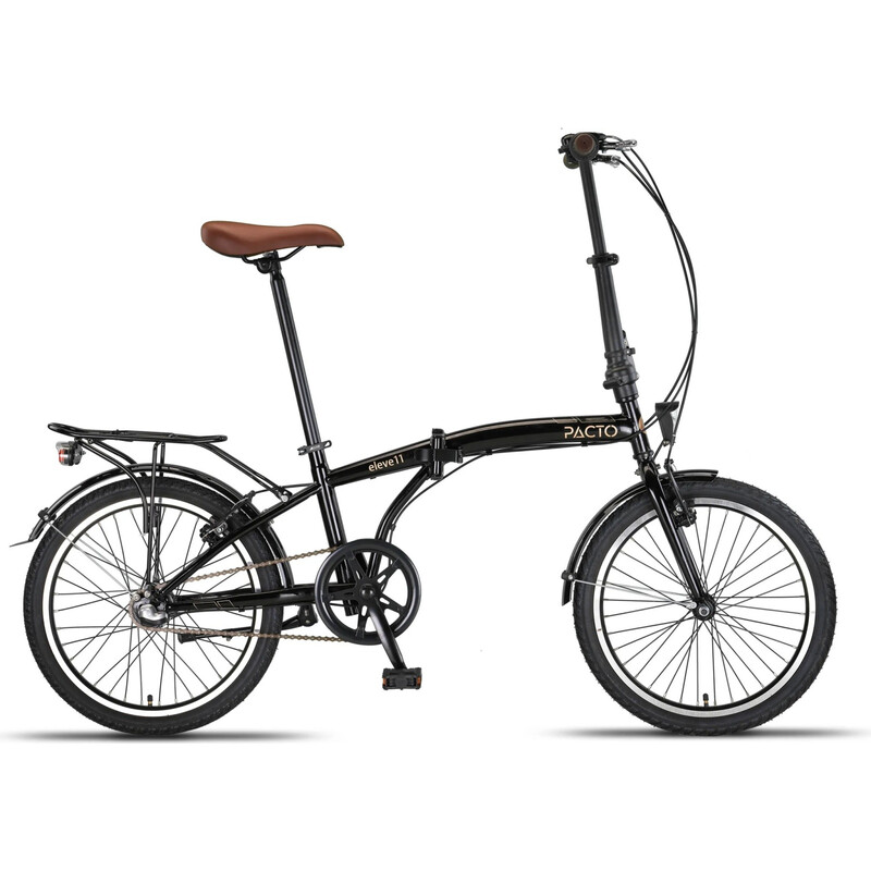 PACTO ELEVEN - 20 Zoll Hochwertiges Faltfahrrad Stahlrahmen, Shimano Nexus 3 Nabenschaltung, Faltbares City bike Hollandrad Klapprad Faltrad Schwarz