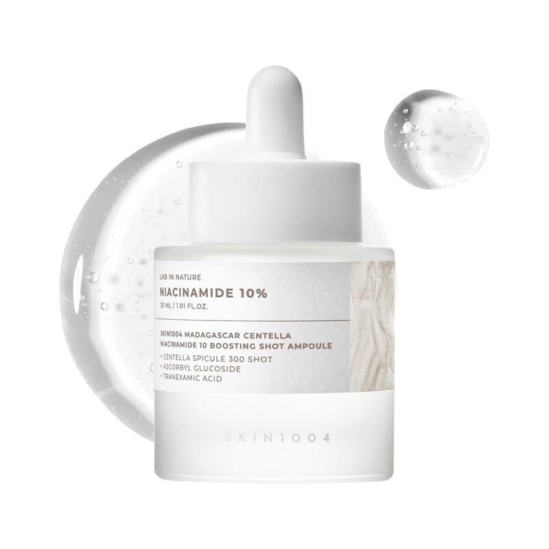 SKIN1004 Niacinamide 10% Boosting Shot Ampul, Niacinamide Spicule Serum voor het Gezicht, Gezichtsampul met Tranexaminezuur, Poriënverkleiner voor het Gezicht, Madagaskar Centella, Koreaanse Huidverzorging, 1,01 fl. oz. / 30 ml