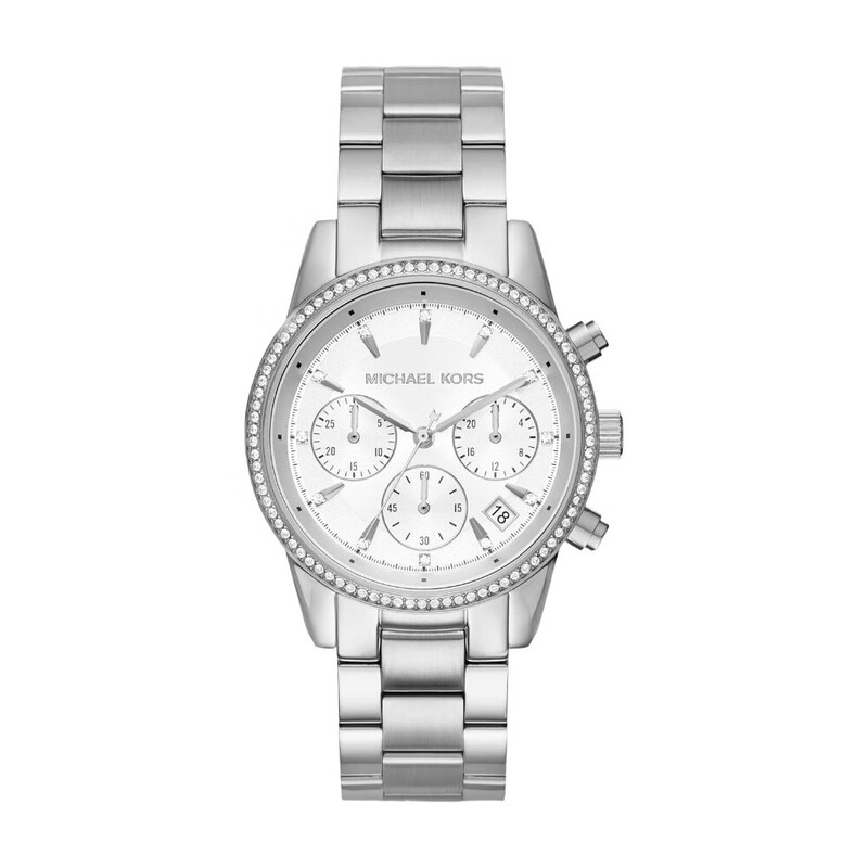 MK6428 Silver Plated Ladies Bryant Crystal Bezel Bracelet Watch