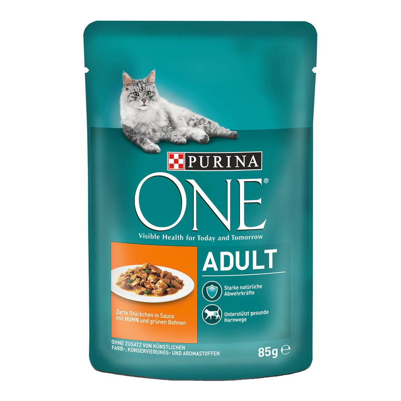 Purina ONE Adult Zarte Stückchen in Sauce mit Huhn und grünen Bohnen 26 x 85 g