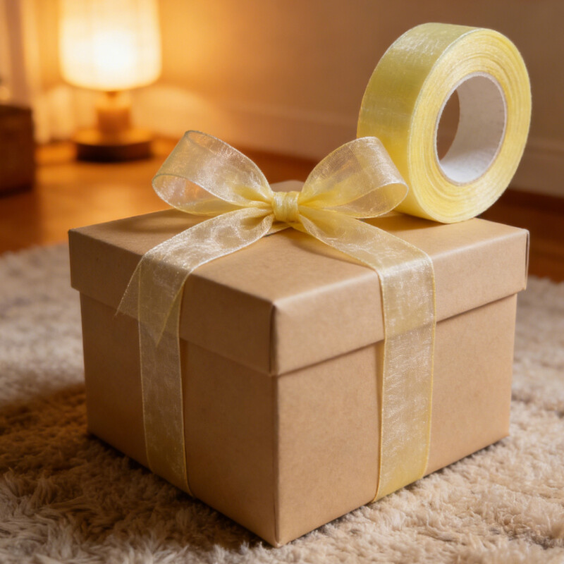 2-piece set, 2.5cm wide, 45m length (cream yellow) floral bouquet decoration tulle ri