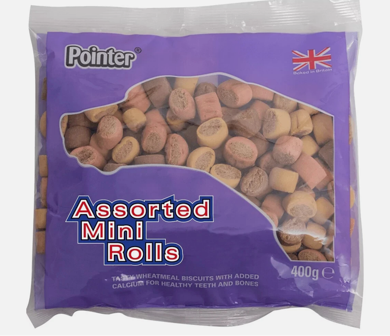 Baked Wheatmeal Mini Rolls Dog Treats with Added Calcium, 400g Bag