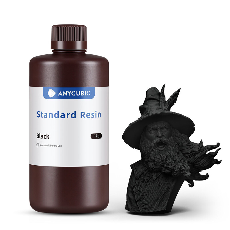 ANYCUBIC standaard resin 405nm UV sneldrogend voor LCD/DLP/SLA 3D-printers, zwart, 1 kg