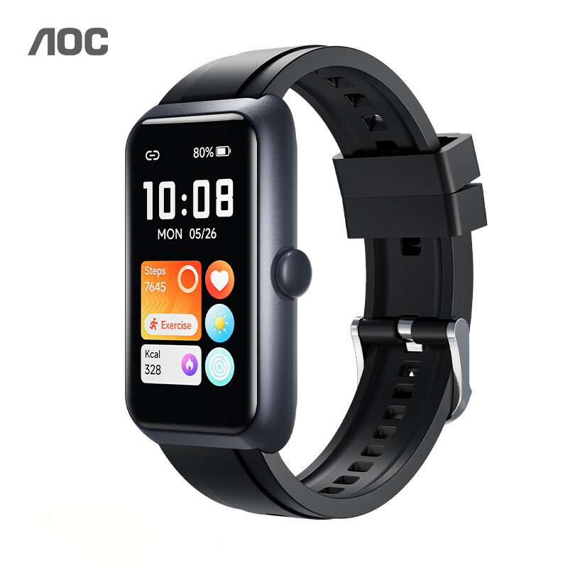 AOC New T11 Smartwatch, 1,47 inch IPS HD-display, Bluetooth 5.3, 24-uurs hartslagmeting, 100+ sportmodi, IP68 waterbestendig, Verlengde stand-by, Realtime berichtmeldingen, Compatibel met iOS/Android