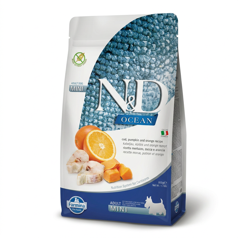 Farmina Ocean Kabeljau, Kürbis-Orange-Geschmack Miniatur-Hundefutter 800 g