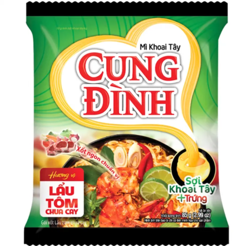 Cung Dinh Kool Scharf-Saure Garnelengeschmack Nudeln (Lẩu Tôm Chua Cay) 85 g