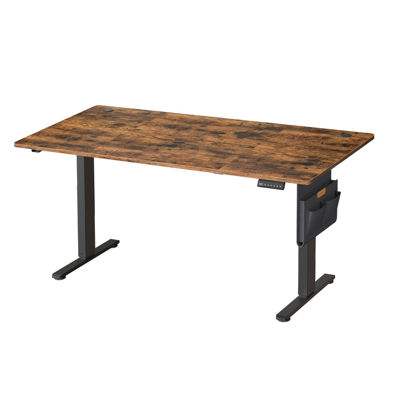 JOYFURNOS Elektrisch in hoogte verstelbaar bureau, 180 x 80 cm, traploos verstelbaar, geheugenfunctie met 4 hoogtes, vintage bruin