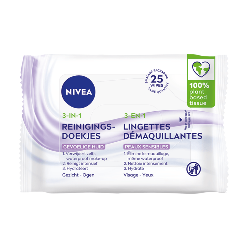 NIVEA Sensitive Reinigingsdoekjes Gezicht - Make-up Remover Doekjes - Gezichtsreiniger - 25 stuks