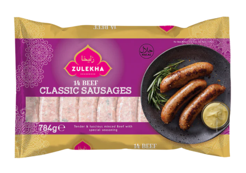Zulekha 14 Beef Sausage Classic 784g